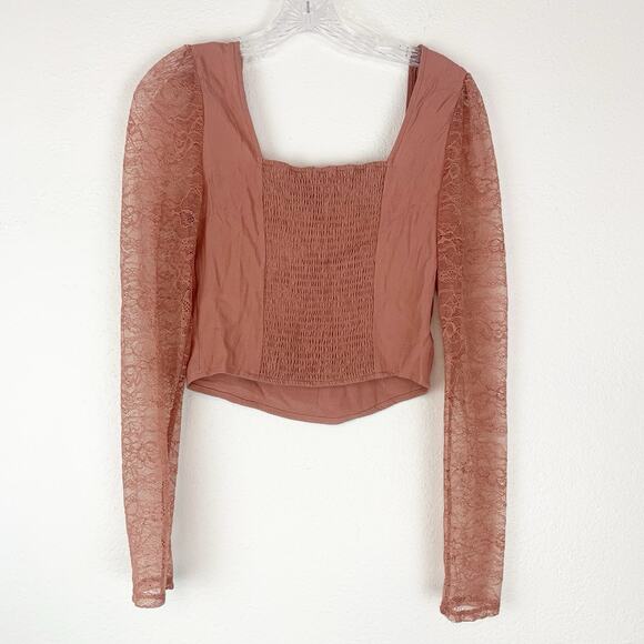 Wild Fable Top Small Juniors Crop Lace Blouse Sheer‎ Coquette Romantic S - Picture 2 of 6